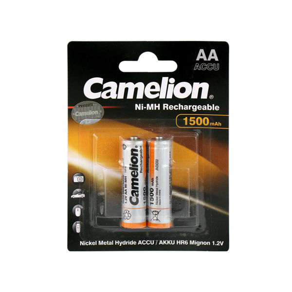باتری قلمی قابل شارژ کملیون ۱۵۰۰mAh بسته ۲ عددی ا Camelion Ni-MH Rechargeable AA Battery Pack of 2 1500mAh
