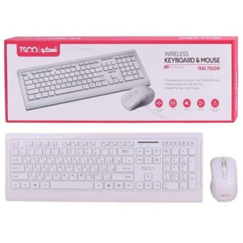 کیبورد و ماوس بی سیم تسکو مدل TKM 7023W کیبورد و ماوس بی سیم تسکو مدل TKM 7023W