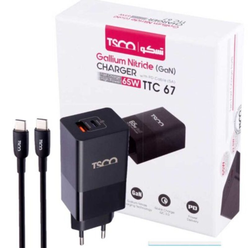 شارژر دیواری تسکو مدل TTC 67 به همراه کابل تبدیل USB-C شارژر دیواری تسکو مدل TTC 67 به همراه کابل تبدیل USB-C